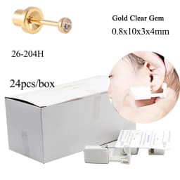 24PCS/Box Disposable Safety Kids Ear Piercing Device Bezel Crystal Studs Bullet Buckle No Sharp Body Piercing Jewelry Suit Baby