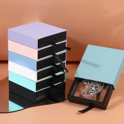 24Pcst Pink Paper Transparent Container Drawer Box Jewelry Display Gifts Weddding Ring Brooch Necklace Party Holder Packaging