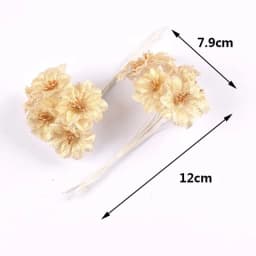 2 Bouquet Mini Golden/Silver Artificial Plant Flowers Christmas Wedding Cake Gift Box DIY Wreath Deco Supplies cp3091
