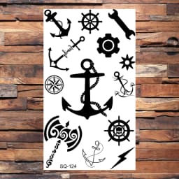 Badge Pirate Temporary Tattoos For Men Adults Realistic Infinite Pirate Ship Lighthouse Fake Tattoo Sticker Body Arm Tatoos DIY
