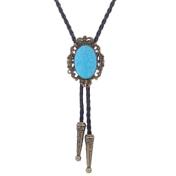 BRONZE GEM Bolo Tie Western Cowboy Opal Rodeo Leather Necktie