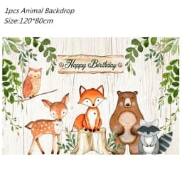 Woodland Animal Disposable Tableware Wild Forest Bear Fox Plate Cup Napkin Jungle Safari Happy Birthday Party Decor Kid Boy Girl