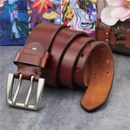 Super Wide 4.2CM Luxury Thick Genuine Leather Men Belt Double Buckle Belt Ceinture Leather Belt Men Jeans Trouser Belt MBT0018