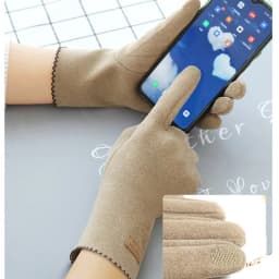 Slim Vintage Windproof Touch Screen Gloves Women Winter Full Finger Hand Warmer Suede Glove Female Young Students Wholesale G027