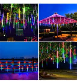 LED Meteor Shower Garden Lights Waterproof Falling Raindrop Fairy String Lights for Christmas Holiday Party Patio Decor 30/50CM