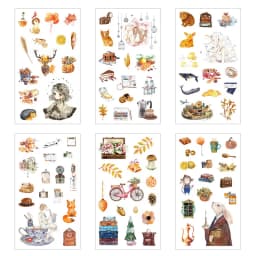 6 sheets/pack Kawaii Washi Decorative Stickers Label Scrapbooking Cute Whale Flower Girls Stationery Stickers DIY Diary Album
