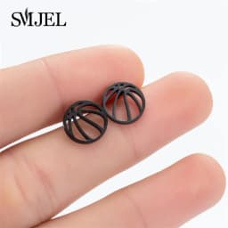Multiple Black Stainless Steel Stud Earrings for Women Men Simple Volleyball Music Leaf Star Geometric Earings Jewelry Punk Gift