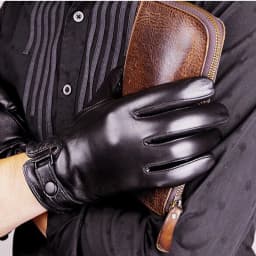 Man Genuine Leather Button Black Thick/Thin Gloves Male Commercial Business meeting MC Host Driving Suede Luvas