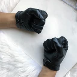 Unlined Gloves Wrist Button Sheep Leather Touch Screen Winter Gloves For Men Black Thin Lining Genuine Leather