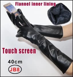 High-end Long Leather Gloves Women's,Leather Sleeve Arm Covers, Winter Warm Thick and Thin Driving Touch Screen Sheepskin Gloves