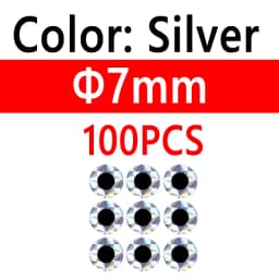 100pcs 2D Metal Jigs Lure DIY Fish Eyes Holographic Flat Fishing Fly Eyes Sticker for Slow Jigging Fishing Lure Baits 3mm-12mm