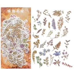 60pcs DIY Flowers Stickers Pack for Diary Album Planner Decoration Stationery School Supplies Pack of Diverse Floral Designs