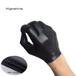 Men's Thin Lambskin Leather Gloves Wrist Button Tight-Fitting Unlined Luxury Italy Gloves Winter Warm Driving Touch Screen
