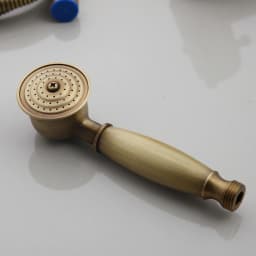 Antique Brass Bathroom Hand Shower Head 8 inch Round Rainfall Shower Faucet Shower Bracket Wall Shower Arm 1.5M Shower Hose