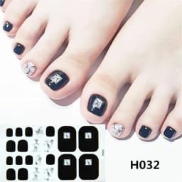 22Tips/Sheet Nail Sticker Adhesive Toenail Art Polish Tips French Glitter Sequins Nail Wraps Strips Easy Toenail Sticker
