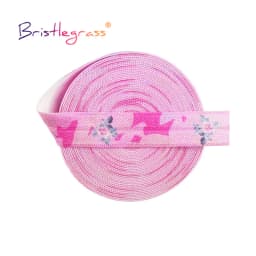 BRISTLEGRASS 2 5 10 Yard 5/8" 15mm Rainbow Rose Flower Floral Print Fold Over Elastic FOE Spandex Band Tape Hair Tie Sewing Trim