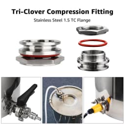 Weldless Bulkhead Tri Clamp 1.5 Inch Stainless Steel Compression Bulkhead Fittings Water Tank Beer Can Kettle Connector Pipe Fit