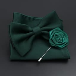Mens Wedding Bow Tie Brooch Set Romantic Solid Color Silk Polyester Jacquard Woven Bowtie Lapel Pin Hanky Men Gifts Accessories