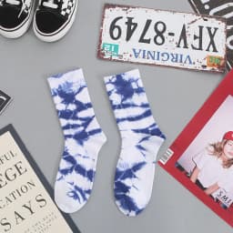 Autumn And Winter New Products Tie-dye Socks Women's Cotton Tube Socks Korean Personality Street Sports Style Basketball Socks