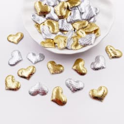 100pcs 20mm Padded Gold Silver Cloth Pretty Heart Appliques Wedding Patches DIY Hair Bow Accessories Craft Supplies