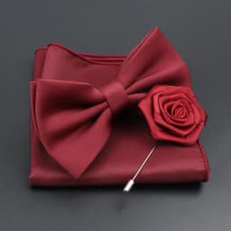 Mens Wedding Bow Tie Brooch Set Romantic Solid Color Silk Polyester Jacquard Woven Bowtie Lapel Pin Hanky Men Gifts Accessories