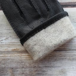 Men's new deerskin gloves touch screen hand sewn stylish corrugated wool knit lined warm driving leather gloves