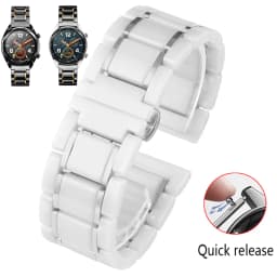 20mm 22mm luxury ceramic and stainless steel black gold strap for Samsung s2 3 4 Huawei GT watch strap bracelet wristband belt