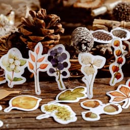 46pcs Autumn Fallen Leaves Plant Paper Mini Cute Box Stickers Set for Scrapbooking Journal Stationery Cute Flakes Diary Accessor
