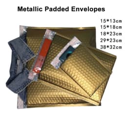10PCS Gold Metallic Padded Envelopes Wedding Gift Bags Custom Logo Foil Postal Envelopes Padded Shipping Mailing Envelopes