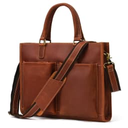 Newsbirds Mens Leather Handbag 15.6 Inch PC Notebook Laptop Briefcase Shoulder Bag 100% Cowhide Man Bag Male Business Bag
