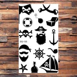 Badge Pirate Temporary Tattoos For Men Adults Realistic Infinite Pirate Ship Lighthouse Fake Tattoo Sticker Body Arm Tatoos DIY