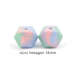 LOFCA Mini Hexagon 20pcs Silicone Beads 14mm Chewing Beads Charm Baby Teether Newburn Teething Necklace Pacifier Clip