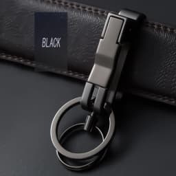 High-End Metal Men Waist Hanging Double Ring Keychain Can Be Interspersed With Belt Creative Simplicity Car Key Chain Key Ring