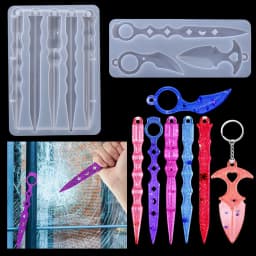 Self Defense Keychain Mold DIY Epoxy Silicone Resin Mold Pendant Keychain Self-defense Toy Craft For Resin Small Knife