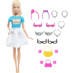 14 Pcs / Lot = 1x Fairy Tale Doll Dress + 13x Random Accessories Shoes Handbag Glasses Clothes for 11.5'' Doll Girl Baby Toys