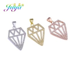 Juya DIY Jewelry Components Cz Paved Glitters Locket Heart Key Charm Pendant Accessories For Women Fashion Jewelry Making