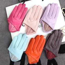 Sunscreen Gloves Women's Single Genuine Leather Half-palm Gloves Real Sheepskin Stage Show Driving gloves No Lining