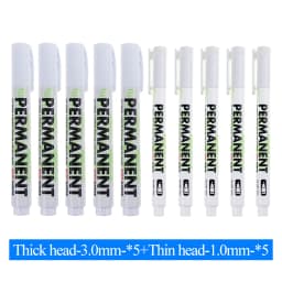 Leto 5/6/10/12Pcs White Waterproof Marker Pen Graffiti Paint Oil Car Tire Permanent 1.0/3.0mm Tip Graffiti Artist Supplies