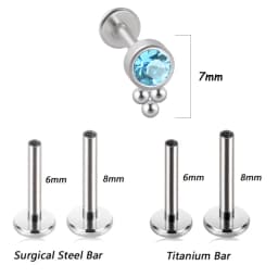 1PC G23 Titanium&Steel 16G CZ Gem Triangle Labret Lip Ring Crystal Cluster Ear Cartilage Tragus Helix Piercing Screw Fit Top 16g