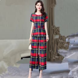 UHYTGF Cotton Silk 2 Pieces Sets Women's Summer Suit Fashion 5XL Loose Size Thin Two-Piece Sets Short Tops+Pants Tracksuit 1427