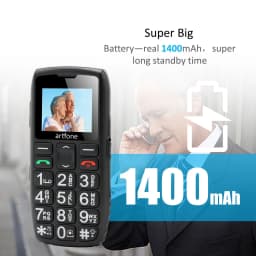 Artfone C1+ Bar Senior Mobile Phone LTE 4G Net With Charging Dock Big Keypad  For Elderly Single Sim One Key SOS FM 1400mAh Cell