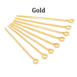 200pcs Eye Head Pins 20 24 30 35 40 45 50 mm Eye Pins Gold/Rhodium Findings For Diy Jewelry Making Jewelry Accessories Supplies
