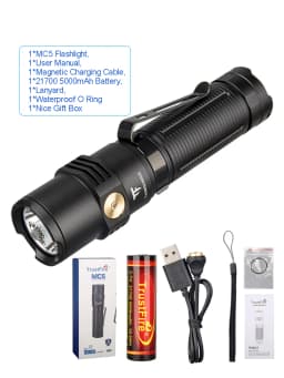 Trustfire MC5 LED Flashlight 3300Lumen Rechargeable Lamp EDC 21700 Battery Torchs with Magnetic USB Charging and Power Indicator