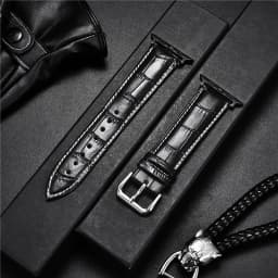 Genuine Cowhide Watchband for Apple Watch Ultra 8 7 6 SE 5 4 3 2 1 Bamboo Patterns Leather Strap 49/45/44/42mm 41/40/38mm