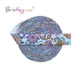 BRISTLEGRASS 2 5 10 Yard 5/8" 15mm Rainbow Rose Flower Floral Print Fold Over Elastic FOE Spandex Band Tape Hair Tie Sewing Trim