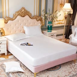Satin Rayon Fitted Sheet Solid Color Mattress Cover With Elastic Band Bed Sheet High-End Home Hotel Bedding Fit Sheet