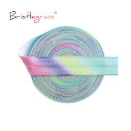 BRISTLEGRASS 2 5 10 Yard 5/8" 15mm Rainbow Rose Flower Floral Print Fold Over Elastic FOE Spandex Band Tape Hair Tie Sewing Trim