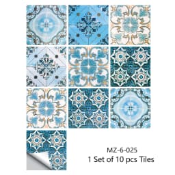 10/15/20cm Mandala Style Matte Surface Tile Sticker Peel & Stick Decoration Film For Tiles /Ground in Kitchen Wardrobe Wallpaper