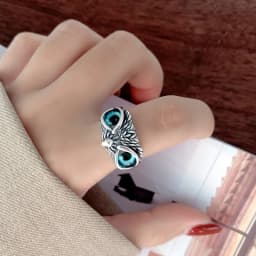 Ring for Men Women Japanese Style Cute Cat Ring Simplicity Fashion Jewelry Gifts Blue Rhinestone Eyes Dog Rings