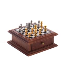 1:12 Dollhouse Miniature Chess Board Storage Box Set Mini Wooden Checkerboard Furniture Doll House Accessories Toys
